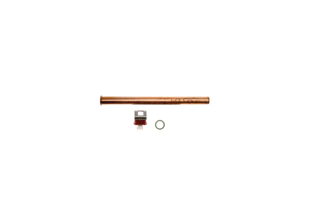 Kupferrohr mit Sensor und Unterlegscheibe, geeignet für Anwendungen in Heizsystemen, von Brötje. Components zum Anschluss oder zur Messung in Heiztechnik.