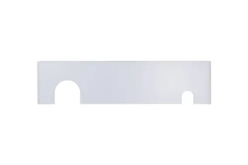 Weißer Verkleidungsdeckel von Brötje mit zwei Aussparungen, geeignet zur Abdeckung einer Heizungsinstallation. Flache Oberfläche ohne weitere Dekoration.