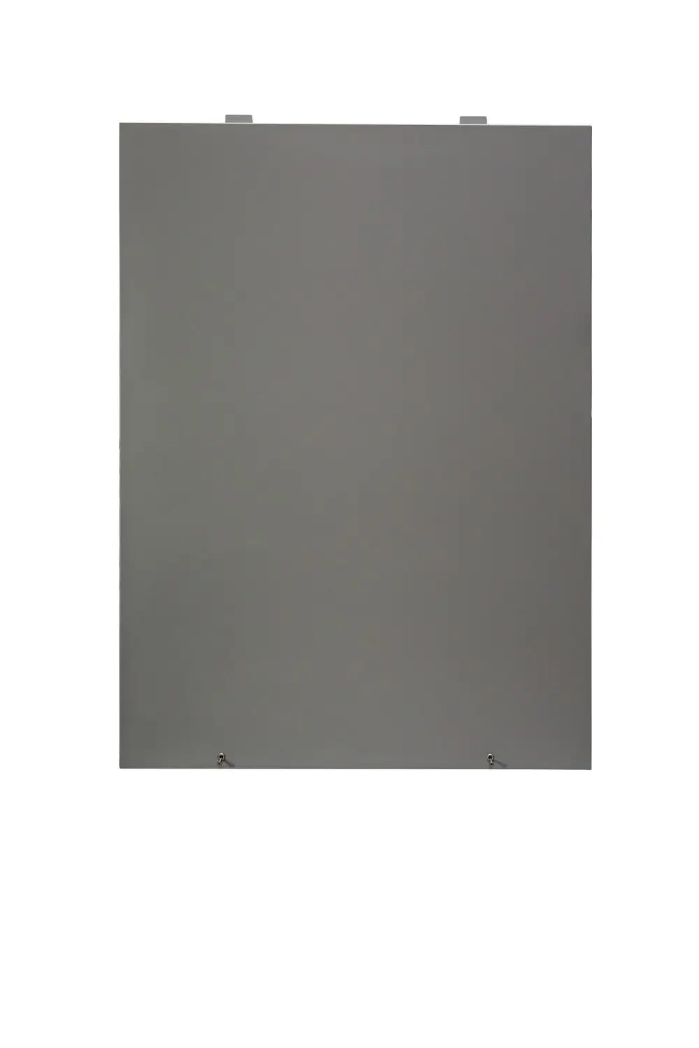 Graue Verkleidungsvorderwand von Brötje, flache Oberfläche mit zwei Aufhängungen oben und Öffnungen unten, geeignet zur Isolierung.
