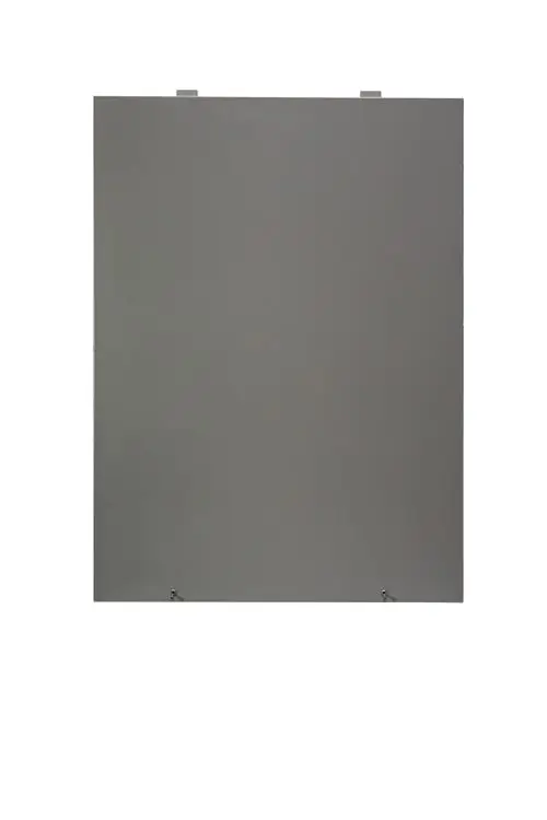 Graue Verkleidungsvorderwand von Brötje, flache Oberfläche mit zwei Aufhängungen oben und Öffnungen unten, geeignet zur Isolierung.