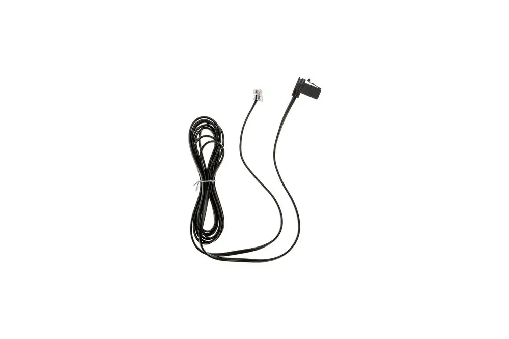 Schwarzes Kabel mit zwei Anschlüssen, einem schmalen Stecker und einem breiteren Stecker, geeignet für Anwendungen von Brötje.