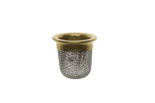 Brötje Filter mit metallischem Gehäuse und feinmaschigem Einsatzelement, genutzt zur Filtration in Heizungsanlagen.