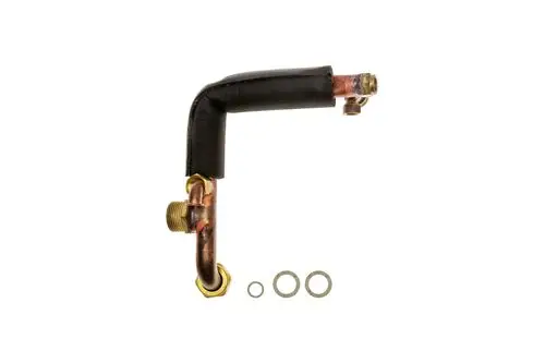 Hydraulikrohr von Brötje mit gebogenen Rohren und zwei Dichtscheiben. Es zeigt eine Verbindung für hydraulische Systeme.