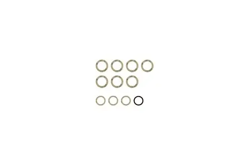 Vielzahl von Dichtungen, darunter mehrere runde Dichtungen und eine schwarze O-Ring-Dichtung, möglicherweise für die Verwendung in Brötje-Produkten.