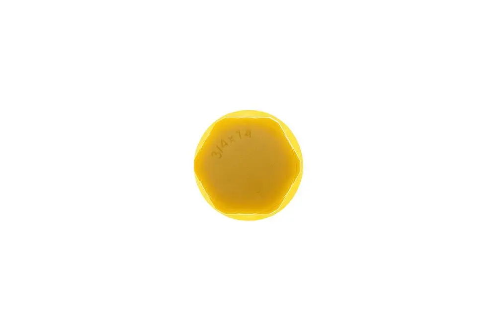 Gelbe Kappe von Brötje, sechseckige Form, auf weißem Hintergrund. Keine weiteren Informationen zur Produktbezeichnung oder Maßen sichtbar.