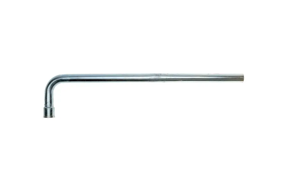 Gasanschlussrohr von Brötje, gerade Form mit einem abgewinkelten Ende. Das Rohr hat eine metallische Oberfläche und dient zur Verbindung von Gasleitungen.