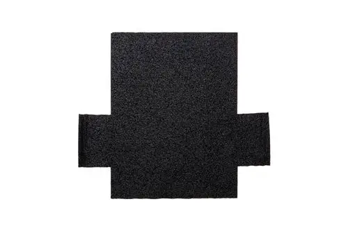 Isolierung in schwarzer Farbe mit durchgehender, strukturierten Oberfläche. Hersteller ist Brötje. Das Produkt hat eine rechteckige Form mit seitlichen Erweiterungen.