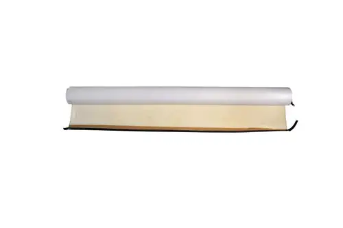 Brötje-Folienmantel in gerollerter Form, mit einer oberen, weißen Schicht, die eine beige untere Schicht verdeckt. Der Mantel ist für den Schutz von Heizungsrohren konzipiert.