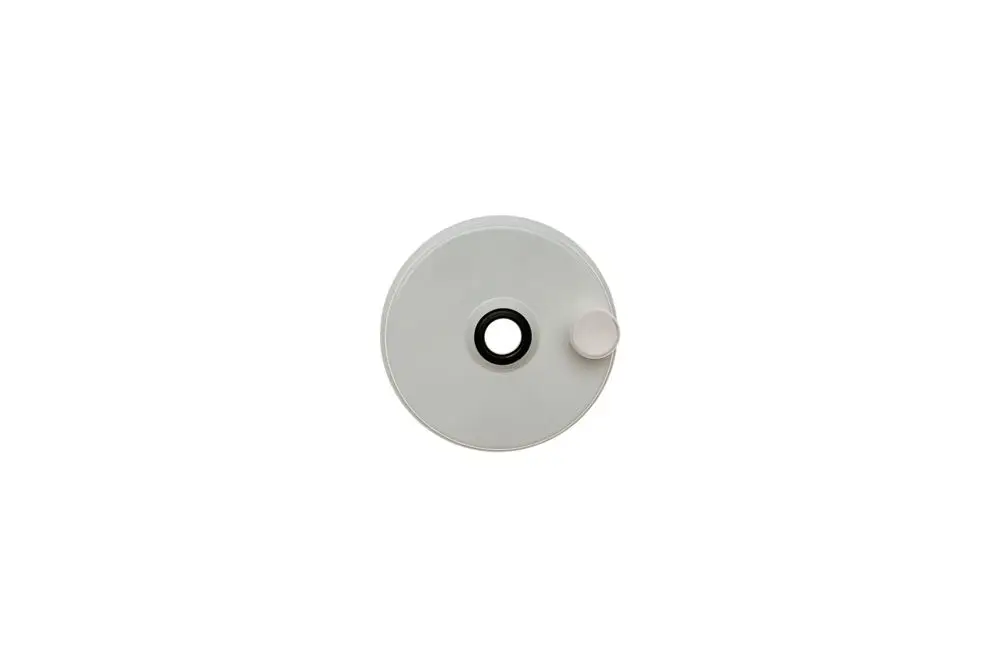 Brötje Deckel mit Messöffnung, kreisförmig, in neutraler Farbe, zentrale Öffnung und seitlicher Griff, geeignet für verschiedene Anwendungen.