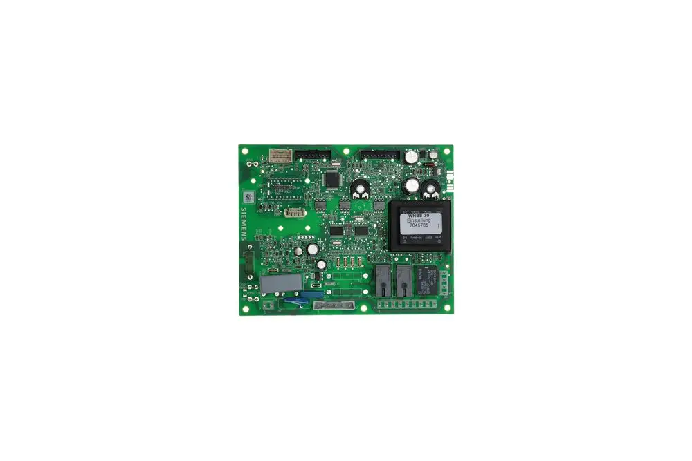 Grüne Elektronikplatine von Brötje mit verschiedenen Chips, Widerständen und Kondensatoren, geeignet für Heizsysteme oder ähnliche Anwendungen.