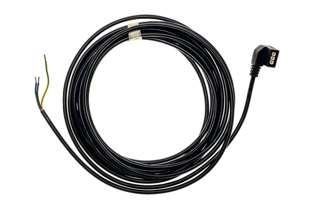 Schwarzes Kabel mit mehreren Adern in unterschiedlichen Farben und einem rechteckigen Stecker, vermutlich von Brötje, für elektrische Verbindungen.