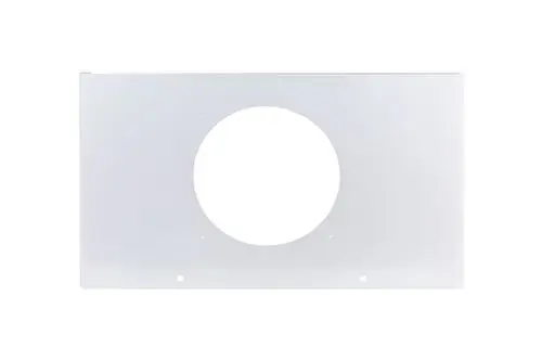 Transparente Abdeckung von Brötje mit kreisförmigem Ausschnitt. Die Fläche ist rechteckig und bietet durch kleine Löcher die Möglichkeit zur Montage.
