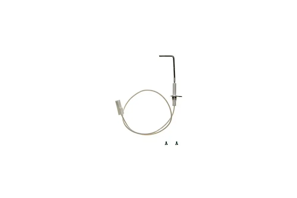 Brötje Ionisationselektrode mit gewinkeltem Anschluss, Kabel und Verbindungsteilen, geeignet für Heizungsanwendungen.