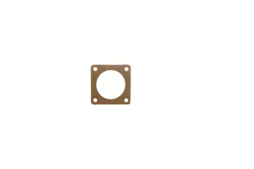 Brötje Dichtung mit quadratischer Form und runder Öffnung. Sie hat vier Befestigungslöcher und ist beige. Geeignet für den Einsatz in Heizsystemen.