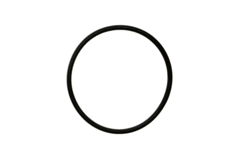 Schwarzer O-Ring, rund und flach, hergestellt von Brötje, für eine Filterglocke, auf weißem Hintergrund.