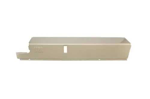 Seitenwand in neutraler Farbe, rechte Seite, mit Öffnungen und Ausschnitten. Teil eines Brötje Heizsystems oder ähnlichen Geräts.