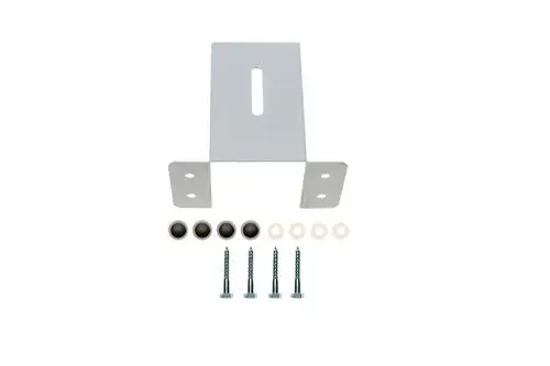 Stützkonsole in grau von Brötje, mit zwei seitlichen Halterungen. Enthält Schrauben und Dichtringe für die Montage. Design für eine robuste Wandbefestigung.