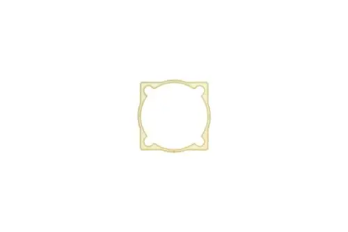 Brötje Abstandshalter in quadratischer Form mit einer kreisförmigen Aussparung in der Mitte. Das Produkt hat abgerundete Ecken und besteht aus einem leichten Material.