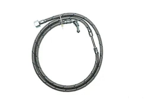 Flexibler Schlauch mit Metallgeflecht und Anschlussstücken, geeignet für Heizungsanwendungen, hergestellt von Brötje.