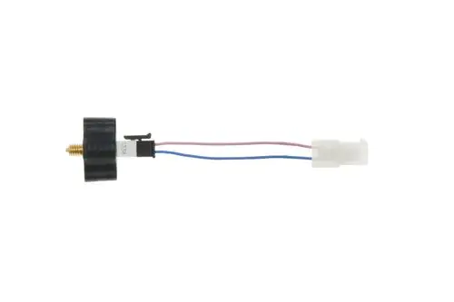 Adapter von Brötje mit einem runden Gehäuse, einem goldenen Anschluss und zwei farbigen Drähten. Er dient zur Verbindung von Heizsystemkomponenten.