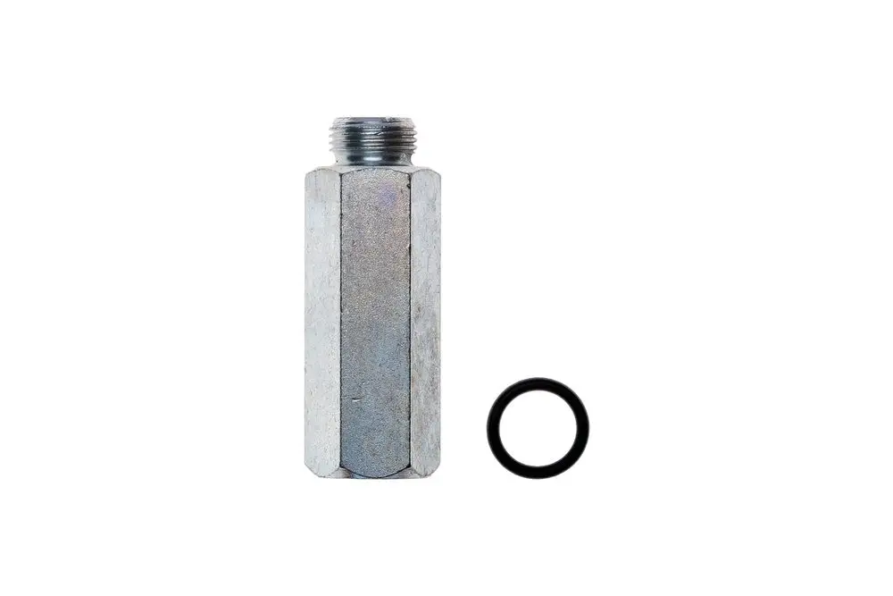 Brötje Hahnverlängerung aus Metall mit Außengewinde und O-Ring. Einfache Struktur ohne spezielle Verzierungen oder Beschriftungen. Ideal für Rohrverbindungen.