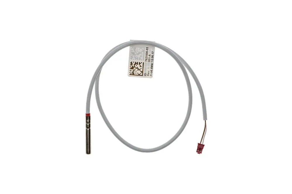 Temperaturfühler von Brötje mit einem langen Kabel und einem metallischen Sensorkopf, geeignet zur Temperaturmessung in Heizsystemen.