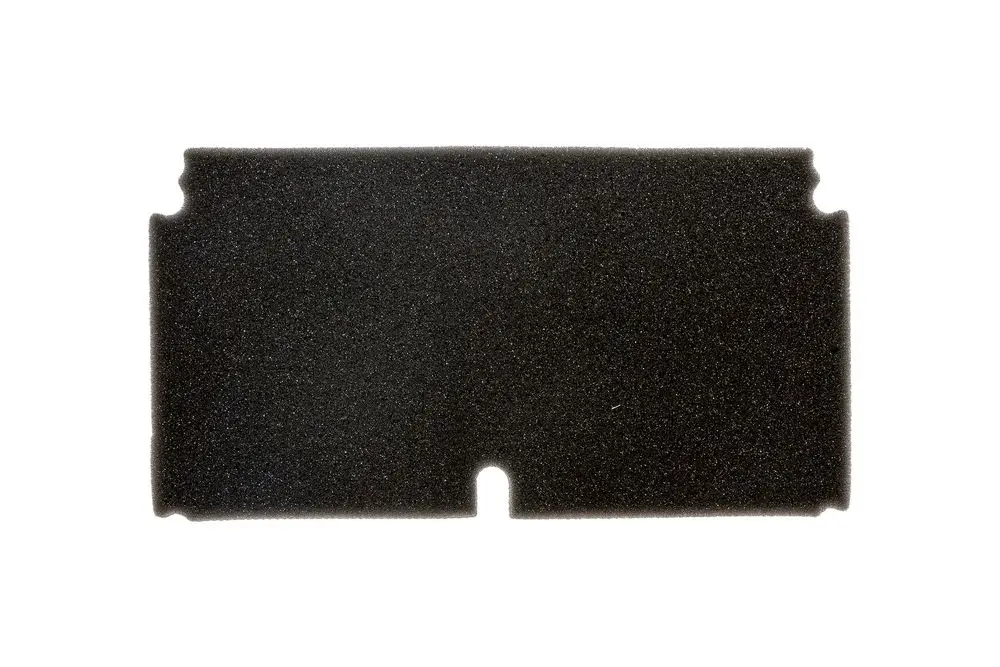 Schwarzer Schaumstoff, rechteckige Form mit Aussparungen an den Kanten, verwendet für Brötje Produkte zur Verstärkung oder Isolation.