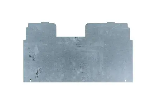 Brötje Abdeckung aus Metall für Regelungsplatinen. Die Abdeckung hat eine flache, graue Oberfläche und zwei Aussparungen an der Oberseite.