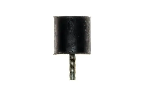 Schwarzer Gummipuffer mit einer metallischen Gewindestange, verwendet in Anwendungen von Brötje zur Schwingungsdämpfung oder Unterstützung von Bauteilen.