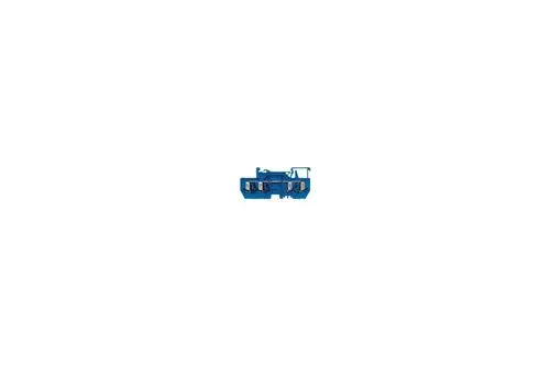 Brötje Klemme in blauer Ausführung, mit Anschlüssen für drei Leiter. Geeignet für elektrische Verbindungen in Installationen.