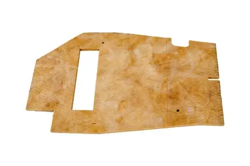 Brötje Isolierung, rechteckige Platte aus isolierendem Material mit einer großflächigen Aussparung und mehreren Löchern, geeignet für technische Anwendungen.
