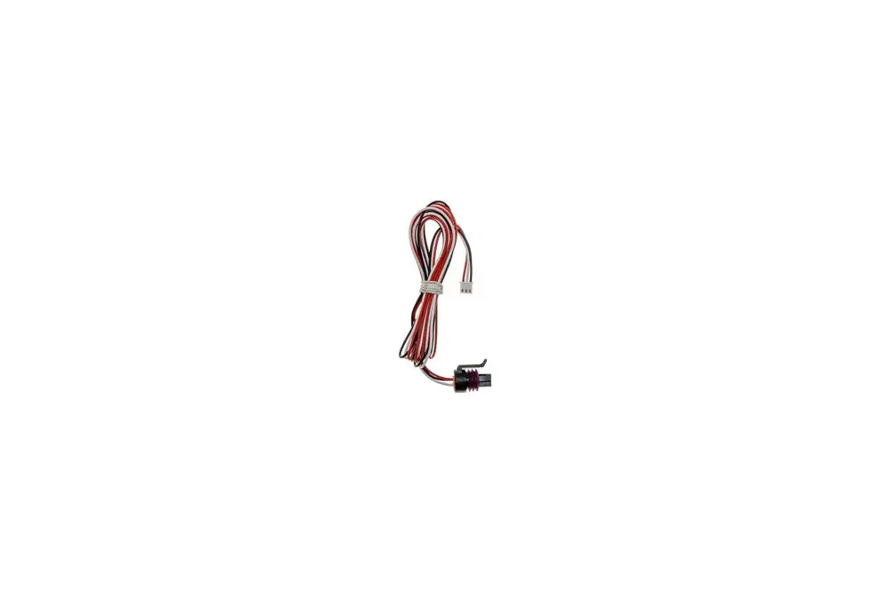 Brötje HD Schalter mit mehreren Kabeln in rot und schwarz, verbunden mit einem Anschlussstecker. Der Schalter hat eine metallische Oberflächenstruktur.
