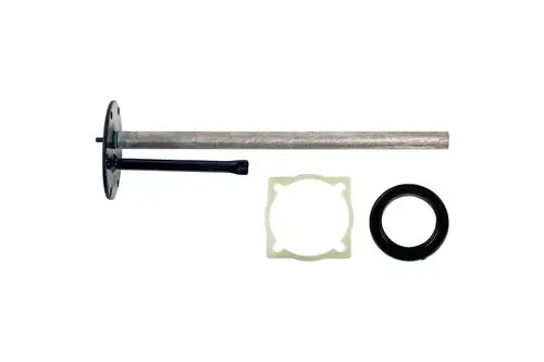 Brötje Handlochdeckel mit Fühlerrohr und Dichtungen, bestehend aus einer metallischen Stange, einer flachen Platte, einem Gummi-O-Ring und einer Dichtung aus Kunststoff.