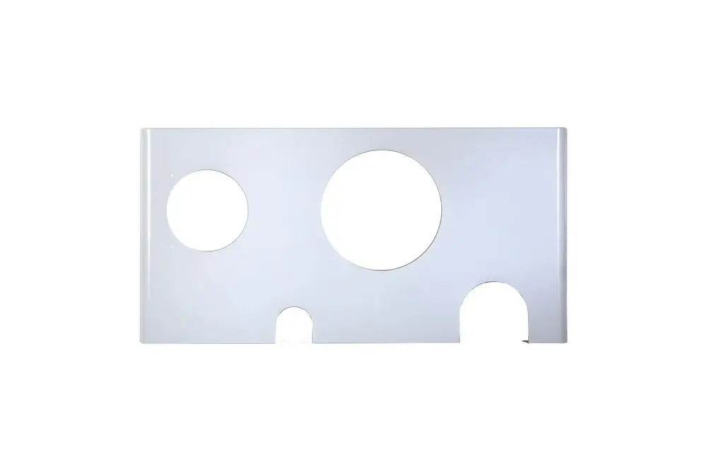 Brötje Verkleidungsdeckel mit zwei runden Ausschnitten und einer kleinen Öffnung am unteren Ende, in einfarbigem Design. Geeignet für spezifische Heizsysteme.
