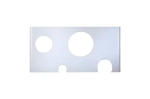 Brötje Verkleidungsdeckel mit zwei runden Ausschnitten und einer kleinen Öffnung am unteren Ende, in einfarbigem Design. Geeignet für spezifische Heizsysteme.