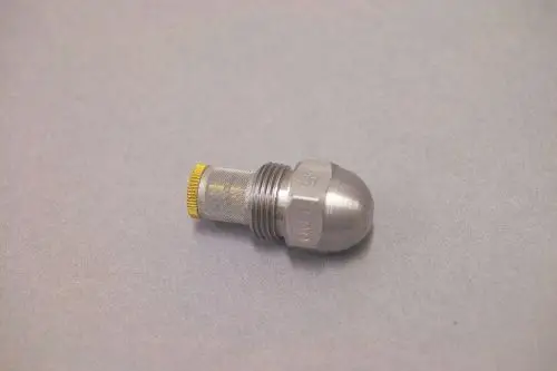 Edelstahl-Düse mit konischem Ende und vergrößertem Gewinde, verwendet in fluidischen Anwendungen. Brötje-Produkt mit möglicherweise 60 Grad Neigung.