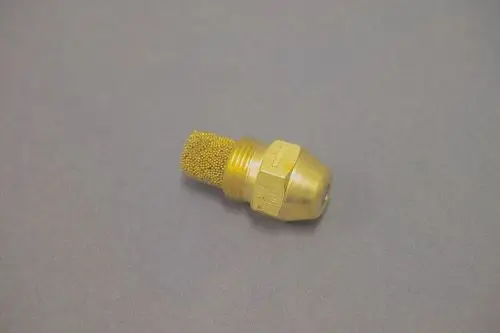 Brassdüse von Brötje mit Netzaufsatz, konisch geformt, zum Einsatz in Heizungs- oder Befüllanlagen. Schnittstelle für Flüssigkeits- oder Gasdurchfluss.