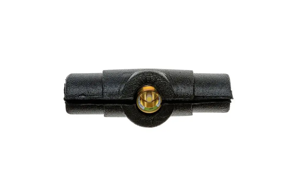 Brötje Schauglas in Schwarz, zylindrische Form mit eingebauter Wasserwaage. Sichtfenster in der Mitte zur Überprüfung des Flüssigkeitsstandes.
