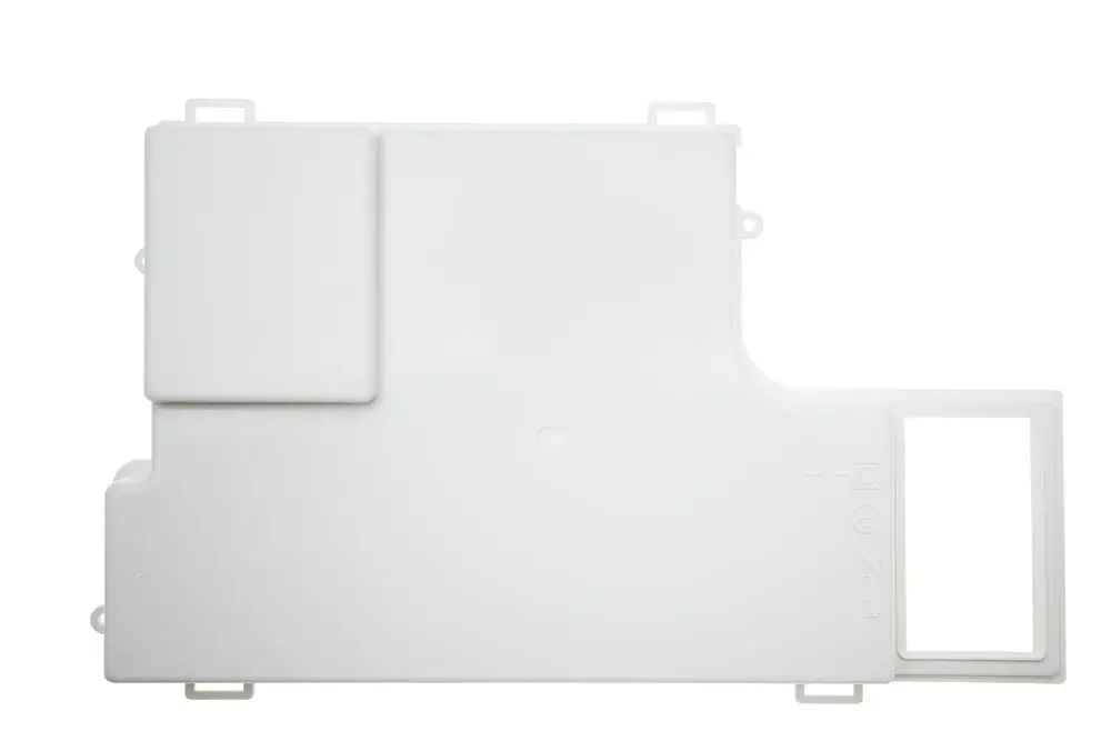 Weiße Abdeckung für eine Regelungsbox von Brötje, rechteckige Form mit hervorstehenden Kanten und zwei Öffnungen zur Befestigung.