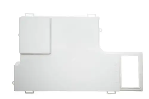 Weiße Abdeckung für eine Regelungsbox von Brötje, rechteckige Form mit hervorstehenden Kanten und zwei Öffnungen zur Befestigung.