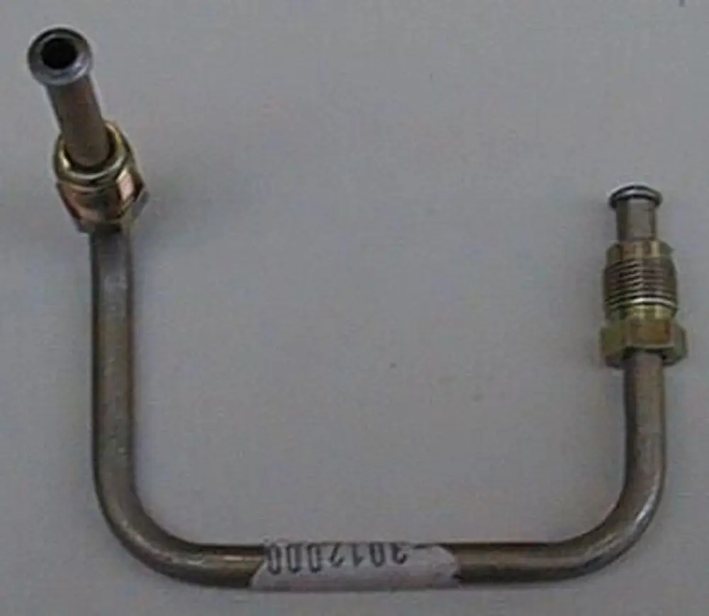 Brötje Druckrohr in U-Form aus Metall mit zwei Anschlüssen, einer mit Gewinde und einer ohne. Gezeigt auf weißem Hintergrund.