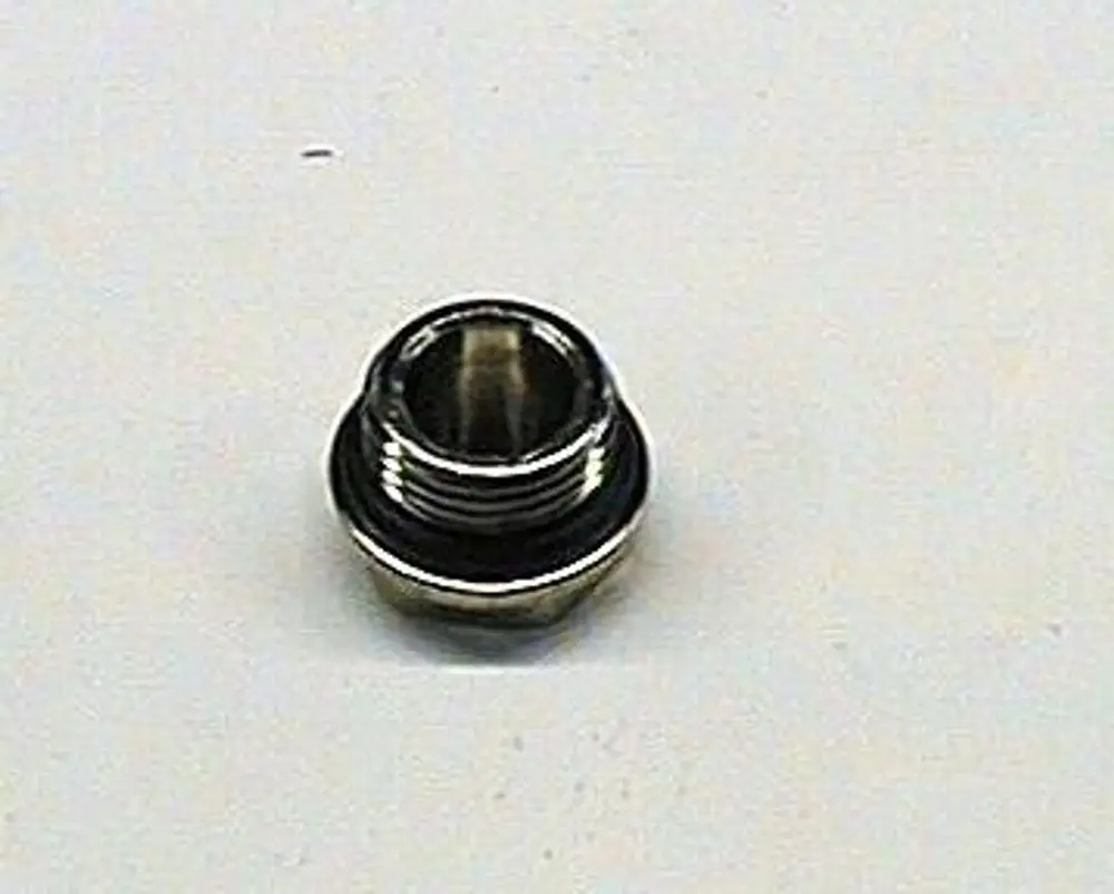 Schwarzer Blindstopfen mit Gewinde und Dichtung, hergestellt von Brötje. Der Stopfen hat eine metallische Oberfläche und ist für Rohrsysteme geeignet.