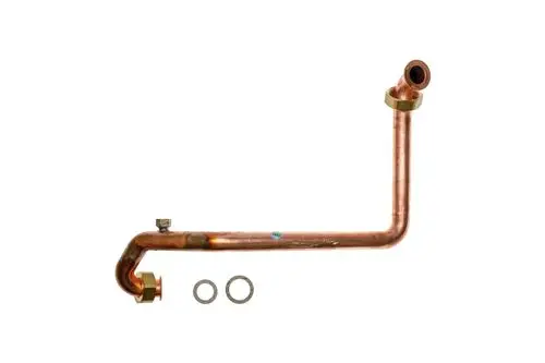 Kupferne Rohrleitung mit gebogenem Verlauf und zwei Anschlüssen, geeignet für Heizungsanwendungen. Teil des Brötje Systems für WGB 70 i Modelle.