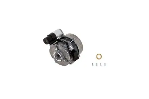Brötje Motor mit angeschlossenem Sensor, metallisches Gehäuse, mittig platzierte Anschlussöffnung, vier Schrauben und eine Dichtung im Bild.