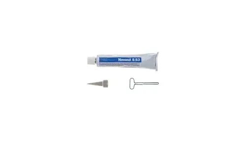 Silikonkitt in Tube von Brötje mit einem Aufsatz für präzises Auftragen. Einfache Anwendung, nützlich für Dichtungsarbeiten.