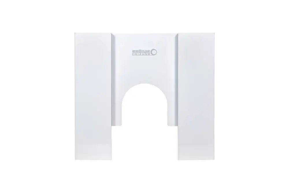 Weißes Bauteil von Brötje mit zwei seitlichen Wänden und einer gebogenen Öffnung in der Mitte.