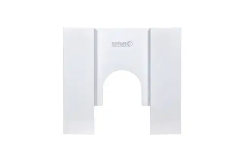 Weißes Bauteil von Brötje mit zwei seitlichen Wänden und einer gebogenen Öffnung in der Mitte.