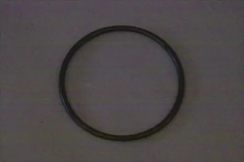 Schwarzer O-Ring auf grauem Hintergrund, möglicherweise für technische Anwendungen in Brötje-Produkten verwendet.