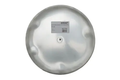 Metallene Endkappe von Brötje, innen glatt, mit einer zentralen Öffnung und einem Aufkleber mit Artikelnummer, anscheinend für Rohrsysteme geeignet.