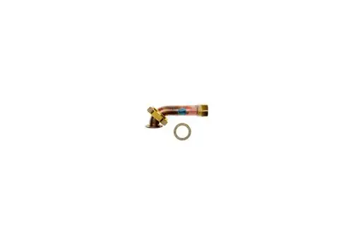 Rohr von Brötje für einen Wasserdrucksensor, in gebogener Form mit Verbindungselementen und einer Dichtung, auf hellem Hintergrund.